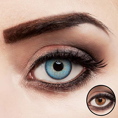 aricona Kontaktlinsen blau ohne Stärke intensiv farbige Jahreslinsen 2 Stück