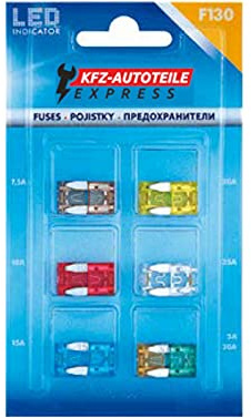 LED-Status Mini KFZ Auto Sicherungen Flachsicherungen, TFNL0, Set, 3A 5A 7,5A 10A 15A 20A 25A 30A, Stromstärke:Set 12 verschiedene