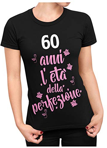 bubbleshirt Tshirt Donna Compleanno 18 20 30 40 50 60 70 80 Anni l'età della Perfezione Idea Regalo - Maglietta Cotone Manica Corta Bianche o Nere dalla S alla XL