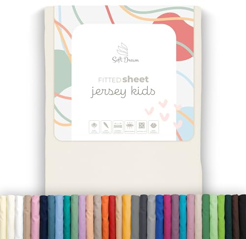 Soft Dream Duvet Cover Fitted Sheet with Öko-Tex! 28 colours 100% jersey (90 x 160 cm, cream)
