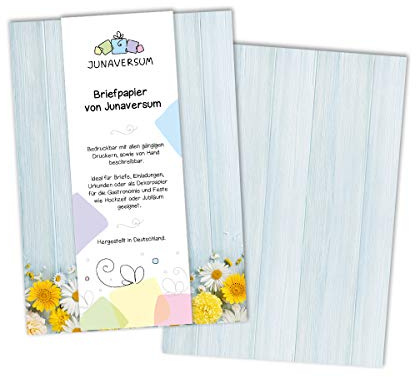 Briefpapier Blumen Holz blau Motivpapier für Briefe Einladungen Hochzeit Geburtstag 90 g/qm DIN A4 (50 Blätter)