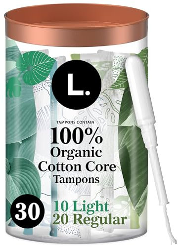 L. Baumwoll-Tampons mit leichter / normaler Saugfähigkeit, Multipack, frei von Chlorbleichung, Pestiziden, Duftstoffen oder Farbstoffen, 30 Stück