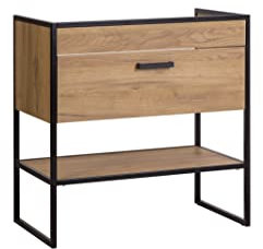 PIASKI Mueble de Lavabo 80 cm Brooklin, Mueble para Lavabo con Lavabo, Mueble de Lavabo con Patas, Estilo Industrial, Loft, Color Roble/Negro (Sin Lavabo)