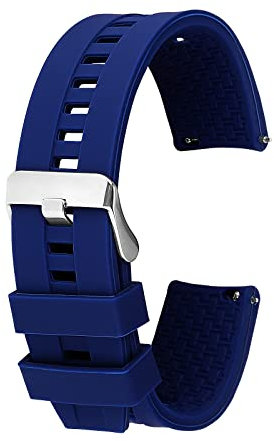 Cobee Uhrenarmbänder aus Silikon, Schnellverschluss Weichgummi Ersatzriemen mit silberner Schnalle Wasserdichtes Silikonarmband für Männer Frauen Sport Uhrenarmbänder Smart Phone(22mm Dunkelblau)