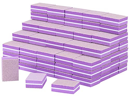 Allbests Lot de 100 mini blocs polissoirs à ongles grain 180/100 lavables pour le soin des ongles (violet)