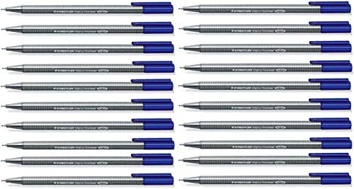 Staedtler 334 Triplus Fineliner, superfeine Spitze, 0,3 mm, Blau, 20 Stück