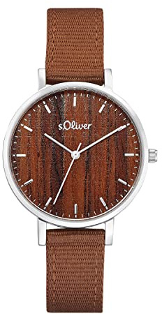 s.Oliver Armbanduhr Damen Quarzuhr Analog, mit Leder/Nylon Armband, Kommt in Uhren Geschenk Box