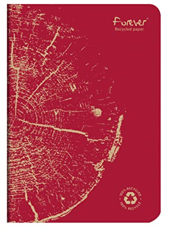 Clairefontaine 684863C Un carnet Collection Forever Agrafé 100% Recyclé Rouge brique - A5 14,8x21 cm - 96 Pages Lignées - Papier Recyclé Blanc 90 g - Couverture Carte Recyclée