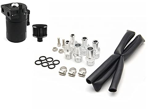 Decanter Serbatoio 300 ml Catch Tank Carburante in Alluminio per Auto Con Filtro dell'Aria e Tubo Universale Lattina di Olio Accessori di Ricambio (Nero)