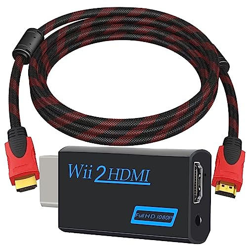 Mueuton Adaptateur Wii HDMI, avec CâBle HDMI De 1.5m, Adaptateur Wii HDMI pour TV Monitor Projector (720p/1080p)