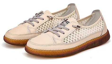 Zapatos Planos de Mujer Verano Transpirables Mocasines Casual y Simple (Beige, Numeric_38)