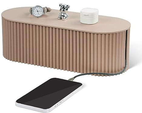 RAMFIYN Cable Management Box Large Cable Organizer Box for Power Strips, Surge Protectors, Chargers, Adapters, TV Computer Wires Cable Hider Organizer Box with Cable Ties，Clip Holders - Khaki