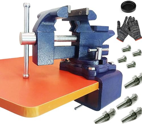 MYTEC 2-in-1 Bench Vise Heavy Duty for Workbench, Upgraded Multi-Purpose Table Vice, Universal Rotate 270°Work Clamp-On Vise, 6.0 Blue