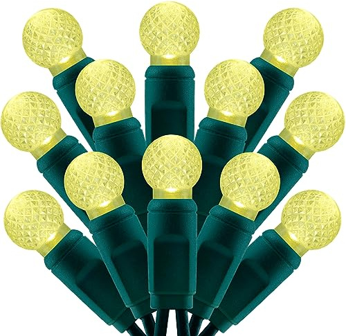 SWEET SHINE 100 Warm White Raspberry One-Piece LED Christmas Lights, 33 ft Green Cord High Waterproof UL Certified G12 Outdoor String Lights (Warm White)