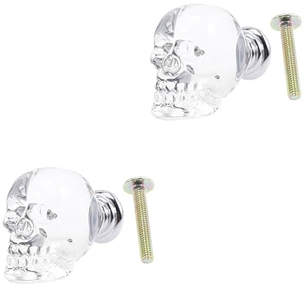 DOITOOL 2 Stück Skelett-Türgriff Totenkopf-Griff Kommode Für Schrank Totenkopf-Schrankknöpfe Kristall-Türknauf Glastürknöpfe Schubladengriffe Küchenknöpfe Für Schränke Griffe Für