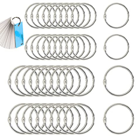 40 Stück Buchringe, 2 Größen 25 mm 50 mm Buchbinderinge, Binder Ringe Silber Metallringe Karteikarten Ringe Buchringe Ringbuch Ringe Lose Blatt Buch Ringe für Karteikarten Schule Notizkarten Büro