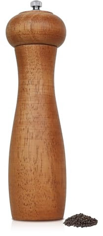 ManGotree Molinillo de Pimienta de Madera, Molinillo de Pimienta de Grueso Ajustable, Molinillo de Sal Manual, Molinillo de Pimienta de Madera de Roble para Cocina, 8 Pulgadas (Nogal)