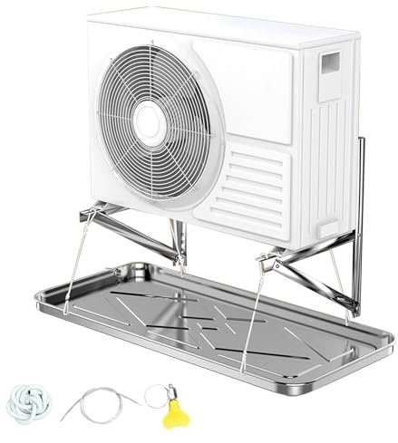 Edelstahl-Klimaanlagen-Ablaufwanne, Universal-Fenster-Klimaanlagen-Ablaufset mit Ablaufloch, kein Leck, HVAC-Einheiten, Kondensat-Ablaufwanne, Abtropfschale (Farbe: 5 m Schlauch, Größe: 93 x 44 x 3,