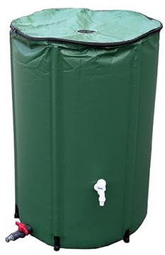 Hmtbet Faltbare Regentonne, Regentonne Mit üBerlaufventil, Regenwassertonne Faltbar, Regenwassertank PVC, Regenfass Wassertank Regenwasserfass,Grün,100L