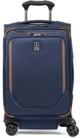 Travelpro Crew Classic Lightweight Softside Expandable Carry on Luggage, 8 Wheel Spinner Suitcase, Men and Women, Carry On 21-Inch, Patriot Blue