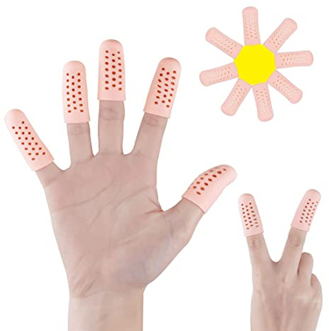 Decproch 10 stycken ventilerande fingertoppskydd, fingerskydd silikon, gelfingerlingar, fingerskydd, fingerskydd, lindrar smärta från gnuggning och irritation, fingerskydd vid skada