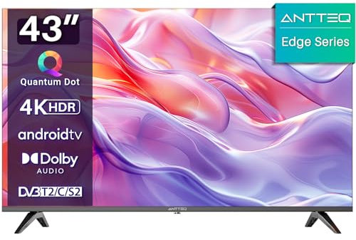 Antteq Edge Q43 Smart TV 43 Pollici(Televisione 109cm) QLED 4K, HDR,App Store(10000+ APPs),Bluetooth Voice Assistant,Wifi 2.4G/5G