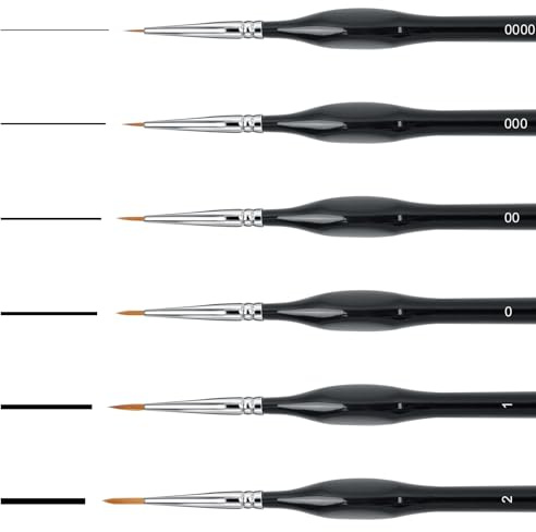 AiQInu 6 Piezas Pinceles Pintura Acrilica, Profesional Detalle Pincel Acuarela, Pinceles Finos Set para Acrílico, Óleo, Modelo, Miniatura