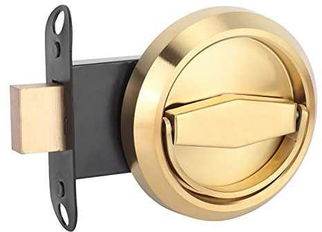 Serratura per Porta da Incasso Rotonda, Serratura per Porta in Acciaio Inossidabile 304 con Maniglia Anello di Trazione Maniglia per Porta Esterna con Serratura per Porta Armadio(Oro)