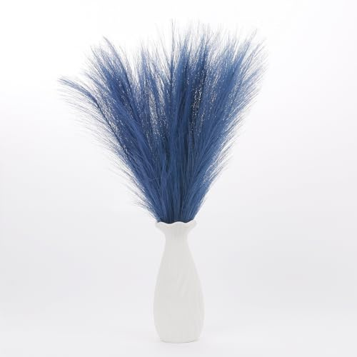 Uxney Erba della pampa,Erba della pampa artificiale 55cm - Decorazione con fiori secchi per domestico(Blu pavone,20 pezzi)