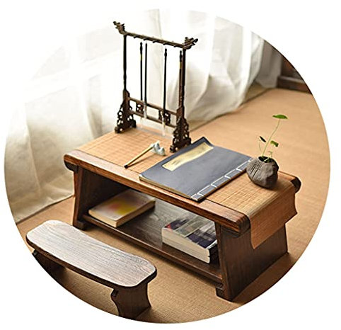 UYDJAKX Beistelltische Couchtisch 2-stufig mit Ablagefläche Retro Japanischer Teetisch Tisch für Wohnzimmer Erkerfenster Niedriger Tisch (Color : Brown, Size : 50×30×20cm) Star of Light