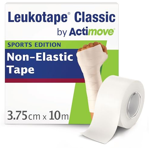 Leukotape Classic by Actimove Rigid Medical Tape, 3.75 cm x 10 m, 1 Roll | Sports Edition, For Sprains and Injury Prevention