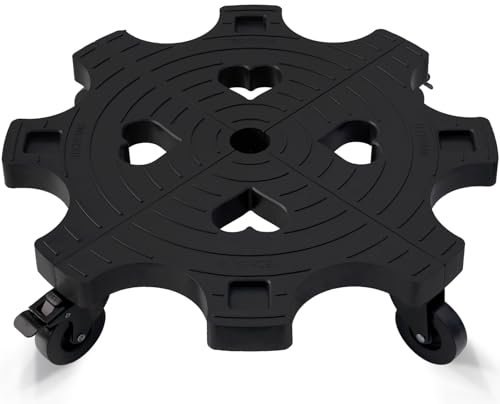 Carrello per piante da 50,8 cm, con ruote, resistente, per esterni, per interni, con ruote, carrello per piante in vaso nero, grande carrello per vasi da fiori grandi, vasi da giardino a forma di