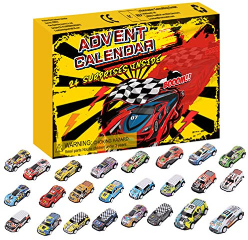 Kinder Advent Calendar 2025, Car Advent Calendar for Kids with 24Pcs Pull Back Cars, Christmas Countdown Calendar Racing Cars Toys Gifts for Boys Girls