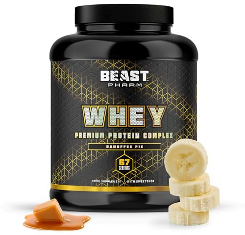 Beast Whey Protein Powder 2kg - 67 Servings - High 21g per Shake - Banana Banoffee Pie Protein Powder