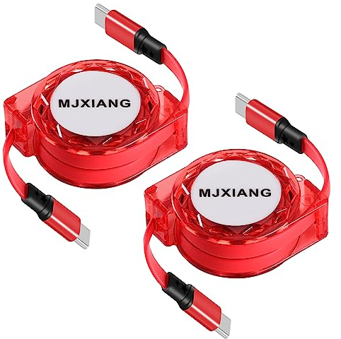 MJXIANG Cavo di Ricarica da USB C a USB C [1M/2-Pezzi], Cavo di Rapida Retrattile PD 60W(3A) per iPhone 15/16/17 Serie, iPad Air/Pro 2020, Samsung Galaxy S25 S24 Ultra, LG, Huawei, Nintendo Switch