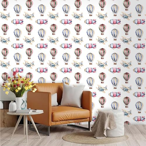 Klebefolie Möbel Rosa Heißluftballon Selbstklebende Folie Vinyl Selbstklebende Tapete Wasserdicht Möbelfolie Dekorative Wandtapete Wohnzimmer Schrank Tapeten 1P (45x300 cm)