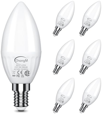 ChangM E14 LED Light Bulb, 5W 560lm E14 Candle Bulbs Lamp, Warm White 2700K, 50W Equivalent SES Small Edison Screw in Light Bulbs Non-dimmable, 6 Pack