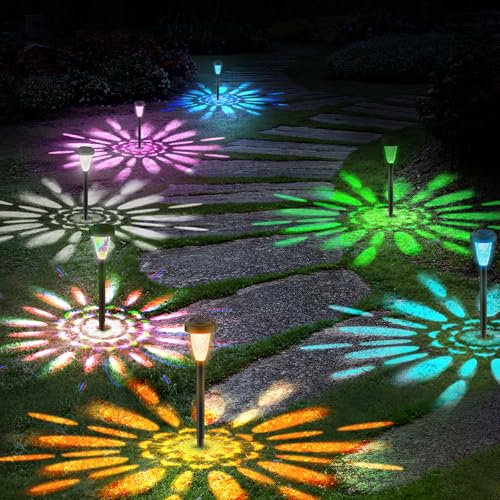 FIFlying Solarlampen für Außen, 8 Stück Flammefarbe LED Solarleuchten, Garten Deko mit IP65 Wasserdicht, Beleuchtung für Garten, Außen, Rasen, Hof, Wege