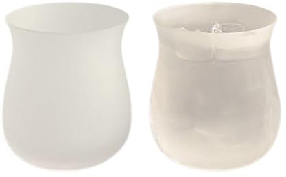 Boxonly Lot de 2 verres en verre givré en forme de tulipe - 355 ml - Soufflé à la main - Design minimaliste moderne pour café glacé, thé, jus et cocktails - Finition givrée élégante pour la maison, le