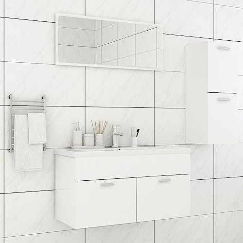 Lauuoeriau Möbelartikel Home Badmöbel-Set Weiß Holz-Möbel