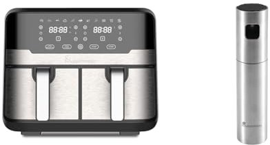 MasterPro Pack Freidora de Aire Doble MasterPro Rocket Duo 900 | Color Negro | Capacidad de 9 L y 2400 W | Pantalla LED Táctil | 11 Funciones | 2 Pulverizadores de Aceite en Spray de 100ml