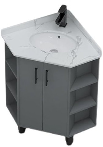 YUGXTH Angolare Bagno Lavabo, Mobile da Bagno con Montaggio a Parete, Mobiletto Angolare per Bagno a Pavimento, Lavabo in Ceramica con Contenitore, Mobiletto Angolare per Cucina Home(50cm/19.6in)