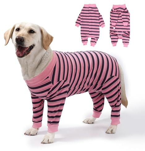 TQFlow Hundbody efter operation, kropp hund efter kastration, hund han, sårskydd professionell sällskapsdjur recovery kostym, operationsbody hund kropp andas hundar onepiece pyjamas (ljusrosa, L)