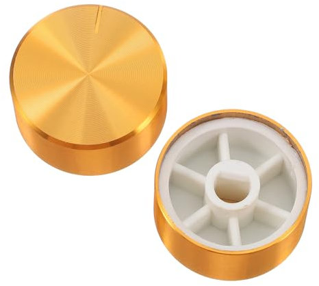 UKCOCO 2pcs Universal Rotary Potentiometer Knob for Light Switch 6mm Metal Adjustment Cap Gold d Shaft for Guitar Control and Audio Equipment