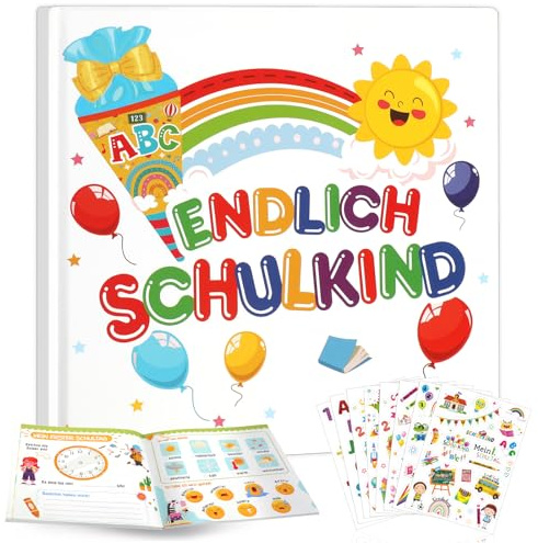 DPKOW Endlich Schulkind Gästebuch Einschulung Erinnerungsalbum zum ersten Schultag Geschenke zur Einschulung Schulanfang Geschenk für Schulkind 2026 Mädchen und Junge Schultüte Füllung - 72 Seiten
