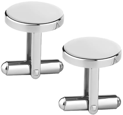 2Pcs Set of Mens Cufflinks, Classic Groomsmen Cuff Links Mens, Suitable for Father, Husband, Boyfriend, Anniversary, Birthday Gift, Simple and Stylish, Suitable for Classic Round Cufflinks (Silver)