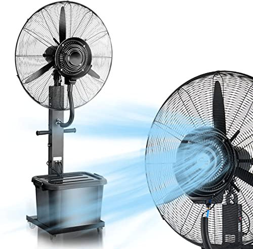 Ventilatore nebulizzatore commerciale per interni ed esterni, ventilatore nebulizzatore oscillante a 3 velocità, ventilatore nebulizzatore a piantana per esterni con serbatoio di grande capacità da 4