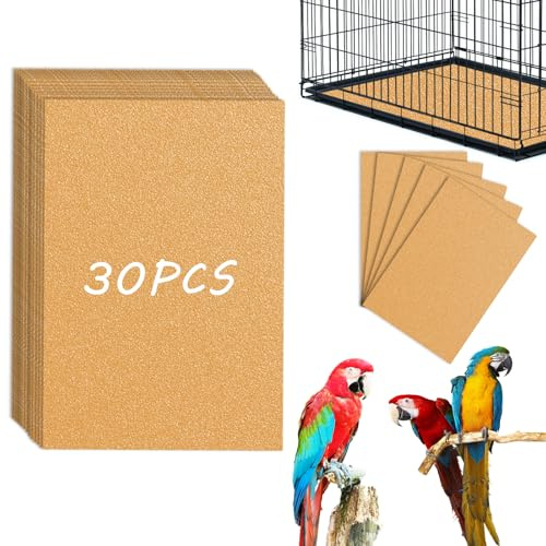 HamsaCC 30PCS Gravel-Paper Bird Cage Liner - Birdcage Liner For Grinzding Claw, Easy To Clean Pet Cage Supplies, Natural Harmless For Parrots Birds