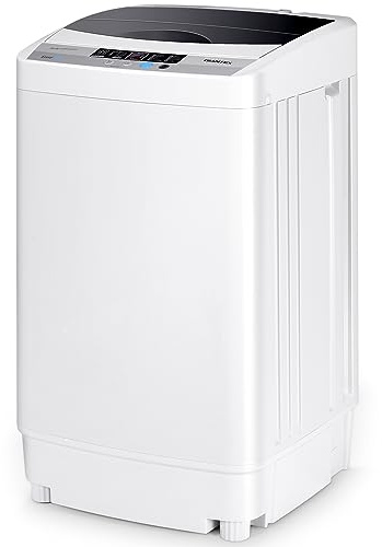 COSTWAY Tvättmaskin 4,5 kg, toppladdare, helautomatisk tvättmaskin med pump, centrifug, display, minitvättmaskin 310 W, 50 x 50 x 85 cm, liten för lägenhet, husbil