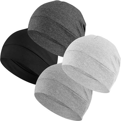 EINSKEY Bonnet de vélo sous casque, Bonnet léger et fin en coton pour hommes et femmes, Parfait comme bonnet de nuit, bonnet de course, bonnet à crâne ou couvre-chef pour chimiothérapie - Pack de 2